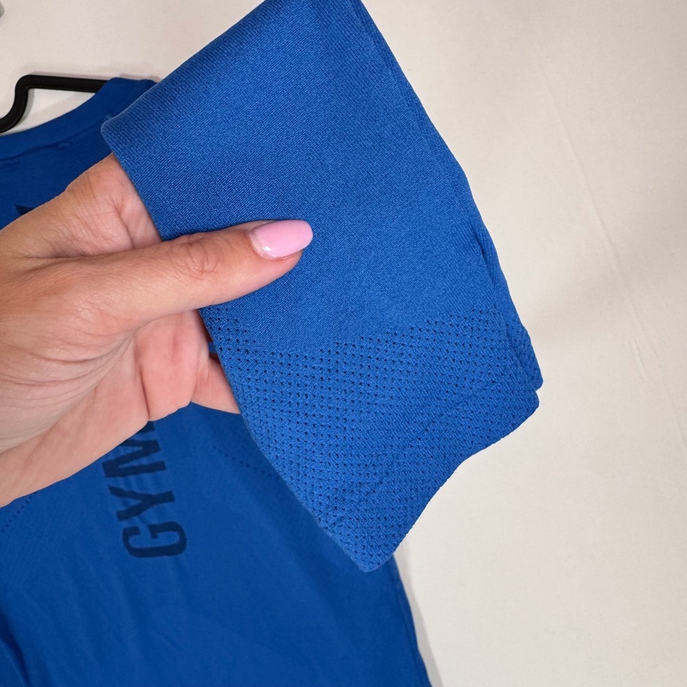 Gymshark Apex Seamless Long Sleeve T-Shirt Mens M Blue Mesh Vented Workout Gym - Picture 12 of 12